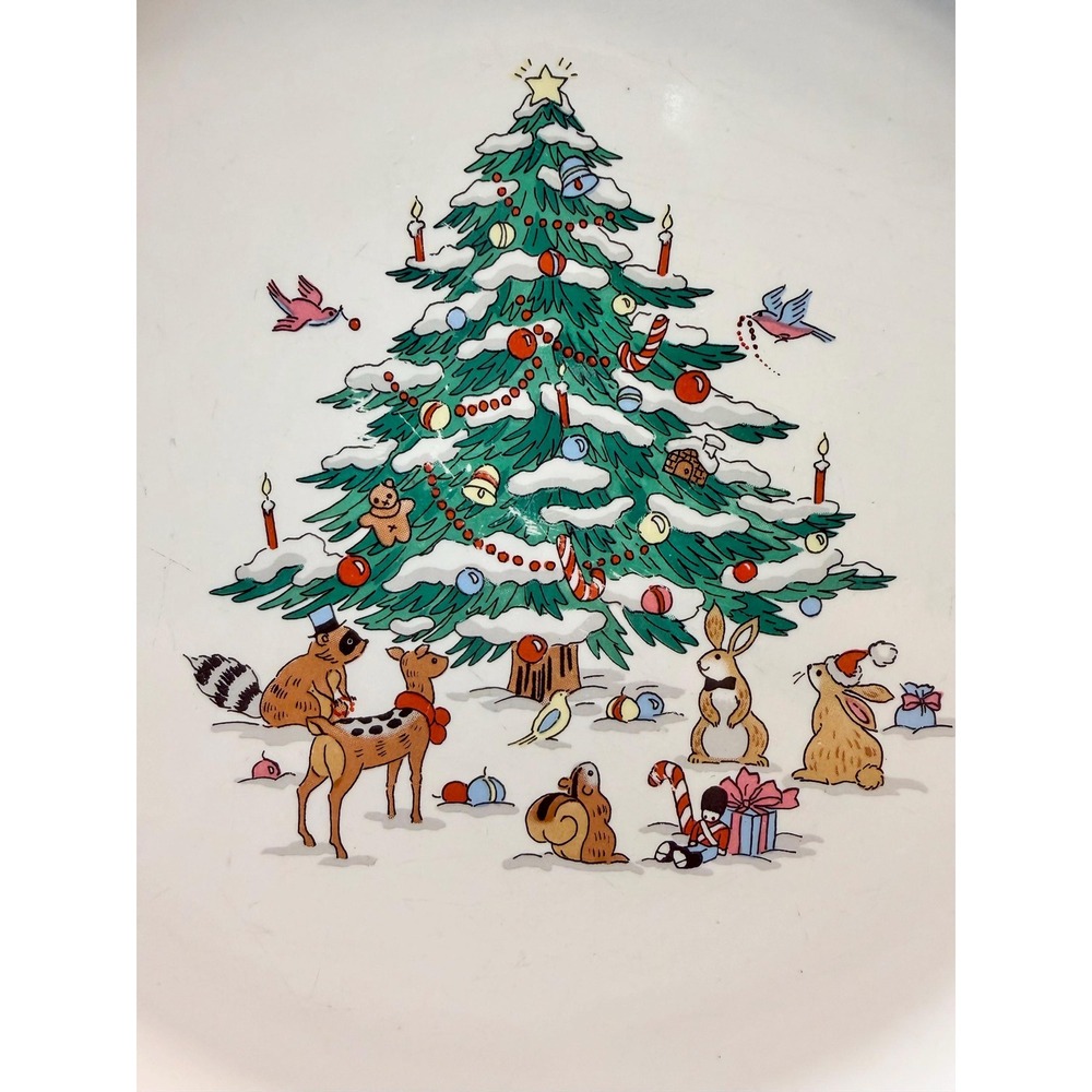Vintage Woodland Christmas Dinner Plate Miyazaki Creates Animals Retro Decor - Picture 2 of 6